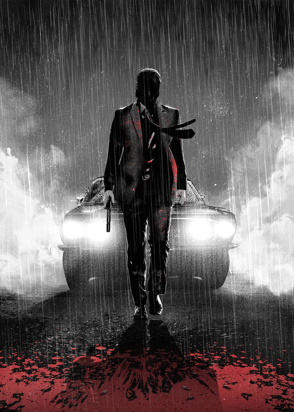 Rain Soaked Assassin's Red Path metal poster artwork